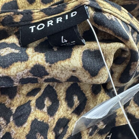 NEW Torrid 4 Leopard Print Dolman Midi Top With Tie Front Women’s‎ Plus 4X - Picture 5 of 12